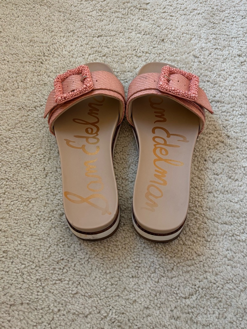 Sam Edelman Ariane Platform Beaded Buckle Slide Sandals - Picture 2 of 2